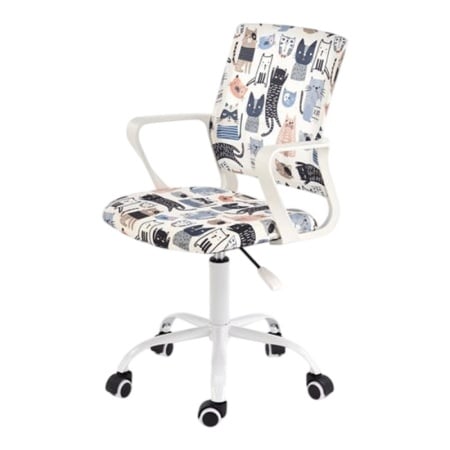 Scaun birou copii HM Oris, stofa, baza metalica, inaltime reglabila, rotatie 360°, sarcina maxima 80 kg, multicolor