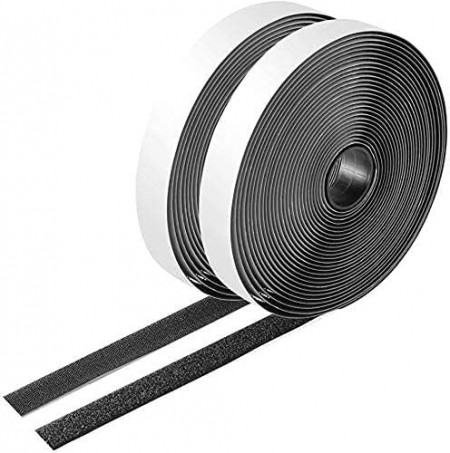Set 2 role de banda adeziva cu velcro IHKFILAN, textil, negru/alb, 2 x 500 cm