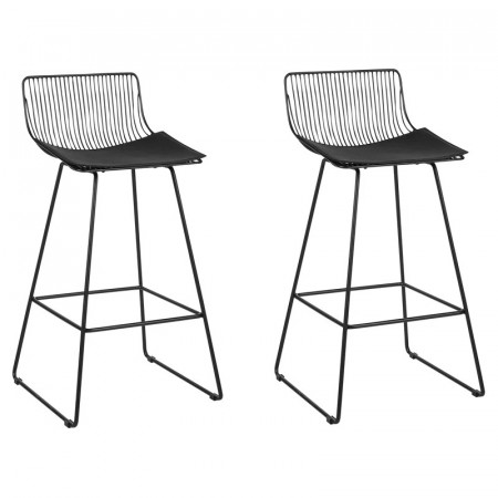 Set 2 scaune de bar Caillier, metal/piele artificiala, negru, 97 x 50 x 34 cm