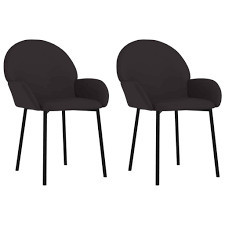 Set 2 scaune Milledgeville , piele ecologica/metal, gri inchis , 58 x 57 x 78,5 cm