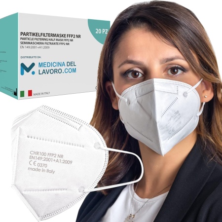 Set 20 masti de protectie FFP2/KN95 Medicinadellavoro, 5 straturi, alb, BFE ≥ 95