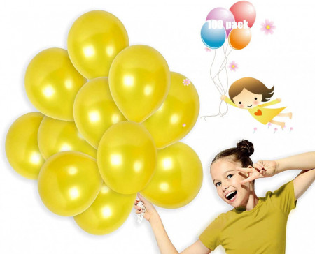 Set de 100 de baloane pentru petrecere JIASHA, latex, galben, 30 cm