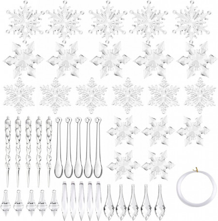 Set de 100 ornamente pentru brad TUPARKA, acril, transparent