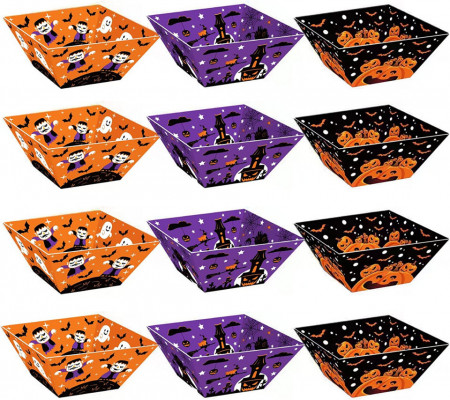 Set de 12 cutii pentru popcorn de halloween WinWild, hartie, multicolor, 10,1 x 9,9 x 18,5 cm