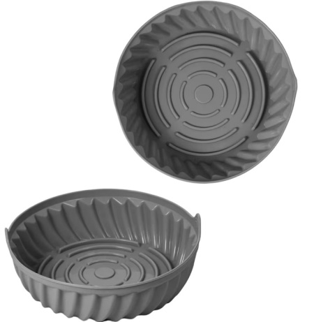 Set de 2 cosuri pentru friteuza cu aer Nivaobi, silicon, gri, 21,8 x 5,8 cm
