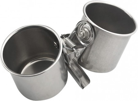 Set de 2 cupe pentru hrana animalelor XINMEIWEN, otel inoxidabil, argintiu, 5.5 cm