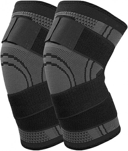 Set de 2 genunchiere Faletony, nailon, gri/negru, marimea XL