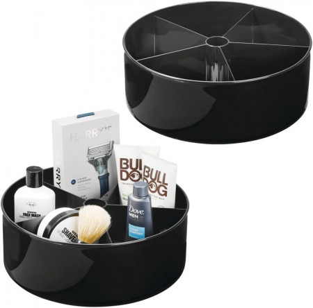 Set de 2 organizatoare mDesign, otel inoxidabil/plastic, negru, 29,2 x 11,5 cm