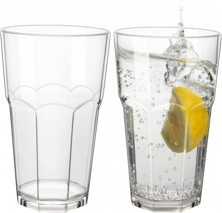 Set de 2 pahare pentru apa /suc COOKY. D, plastic, transparent, 340 ml