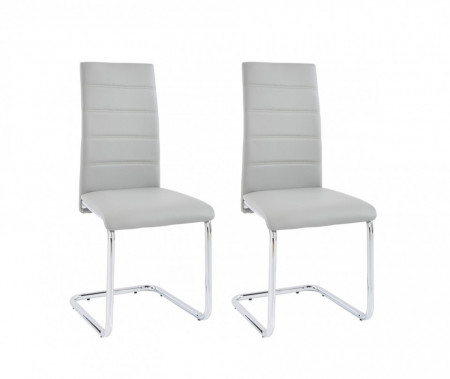 Set de 2 scaune ADORA din piele sintetica - gri/crom - Img 1