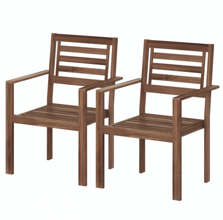 Set de 2 scaune de gradina Mimo lemn masiv salcam, maro, 58 x 85 x 54 cm - Img 1