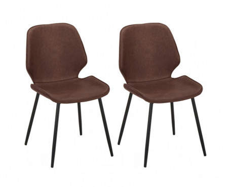 Set de 2 scaune Louis, piele, maro, 44 x 82 x 58 cm - Img 1