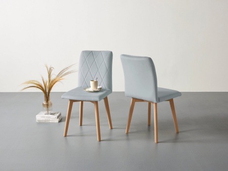 Set de 2 scaune tapitate Brest, Catifea, Gri