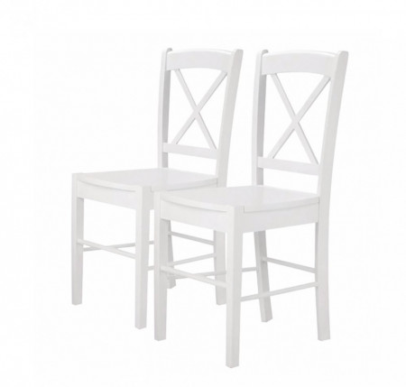 Set de 2 scaune Trion I (2er-Set) din lemn de cauciuc - alb - Img 1