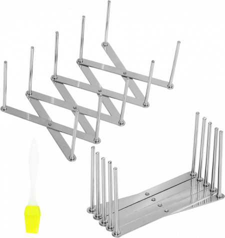 Set de 2 suporturi de gratar si perie LOPOTIN, otel inoxidabil, argintiu, 13 x 5,5 x 7,5 cm