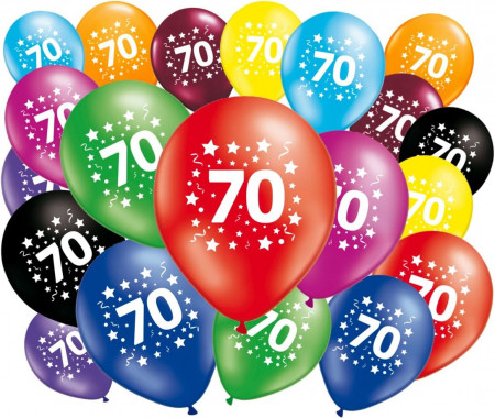 Set de 20 de baloane pentru 70 de ani Aparatoo, latex, multicolor