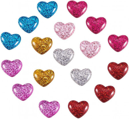 Set de 200 margele autocolante in forma de inima Airssory, rasina, multicolor, 14 x 16 mm