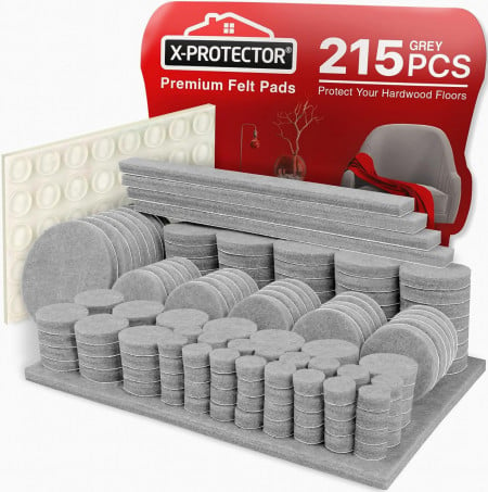 Set de 215 protecții pentru mobilier X-Protector, pasla, gri