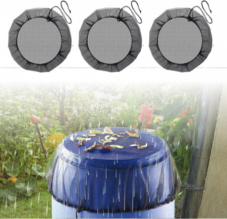 Set de 3 capace filtrante pentru butoi de colectare a apei JUSTDOLIFE, poliester, negru, 95 cm