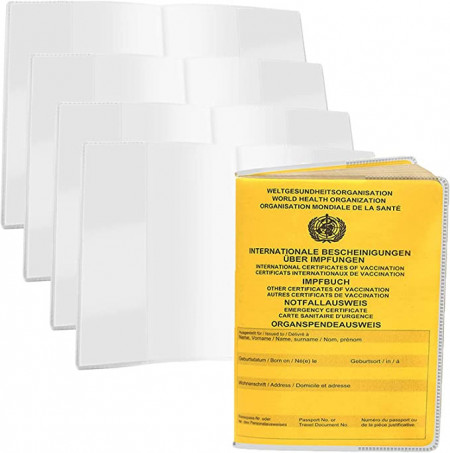 Set de 4 coperti pentru pasaport/carnet Mizijia, PVC, transparent, 96 x 135 mm