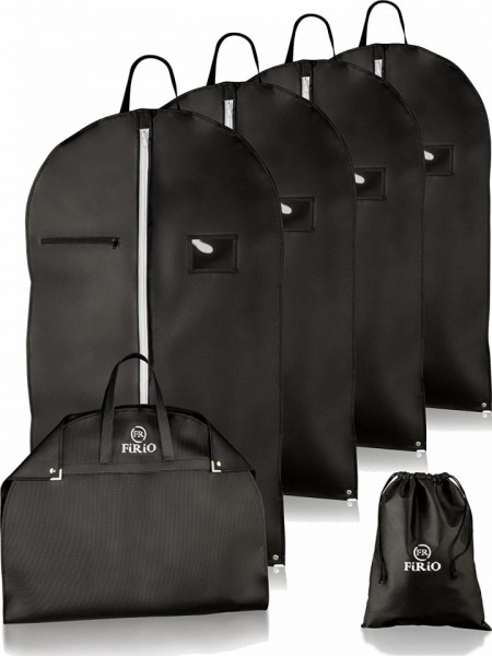 Set de 4 pungi pentru imbracaminte cu geanta de pantofi FR FiRiO®, negru, 100 x 60 cm - Img 1