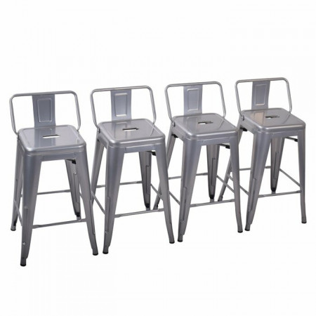 Set de 4 scaune de bar Glenn, argintiu, 83,05 x 39,87 x 39,87 cm - Img 1