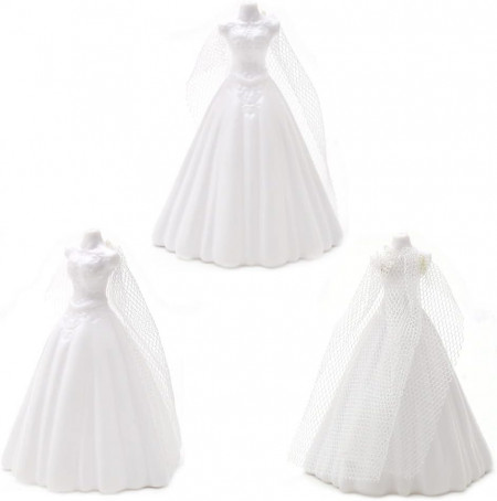Set de 4 topere pentru tort de nunta Hilloly, PVC, alb, 8,5 x 5,5 cm