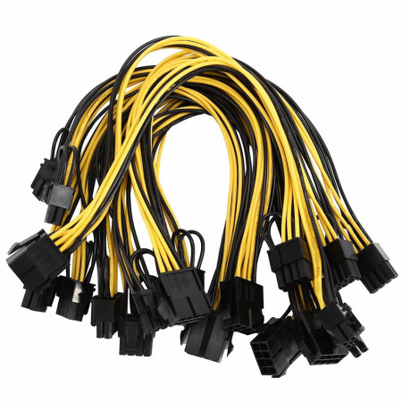 Set de 6 cabluri cu 8 PINI pentru alimentare placa grafica Moligh doll, PVC/cupru, galben/negru, 30 cm