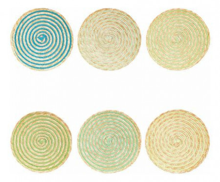 Set de 6 naproane Spiral Greenery, multicolor - Img 1