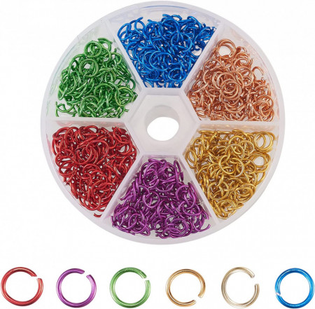 Set de 600 inele pentru bijuterii UR URLIFEHALL, metal, multicolor, 6 mm - Img 1