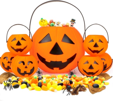 Set de 7 genti pentru Halloween Qpout, plastic, portocaliu/negru