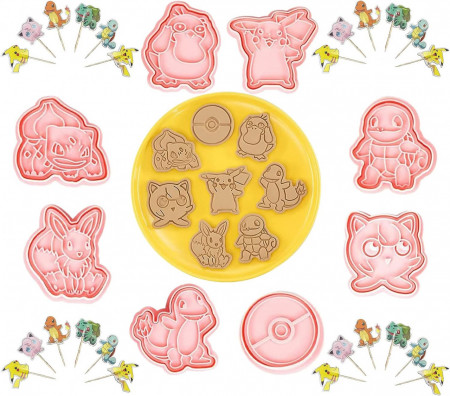 Set de 8 forme pentru biscuiti NRGQDW, plastic, roz, 4,8 - 6,4 cm