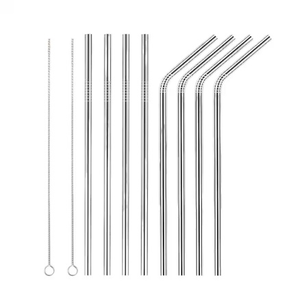 Set de 8 paie si 2 perii pentru curatare Hydrate, otel inoxidabil/nailon, argintiu/alb