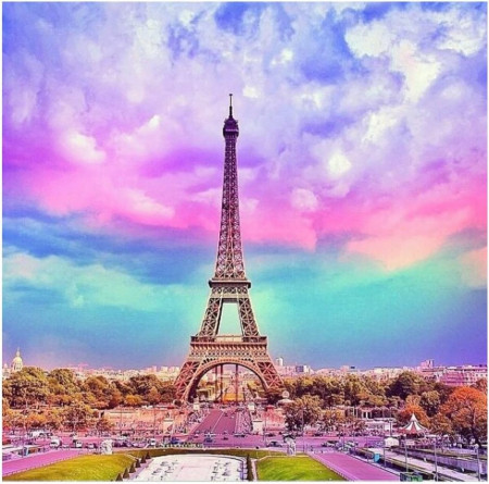 Set de creatie cu diamante Blxecky, model Turnul Eiffel, multicolor, 30 x 50 cm - Img 1