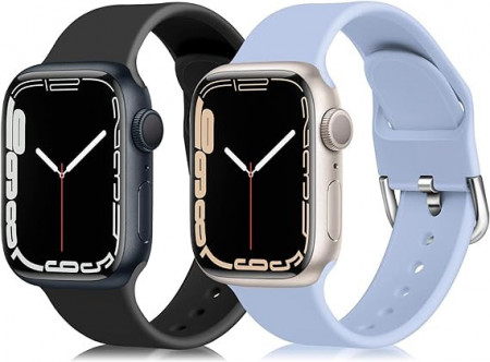 Set de doua bratari pentru Apple Watch Chinbersky, silicon, negru/gri 38/40/41 mm