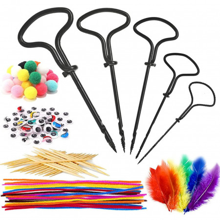 Set de foraj castane si accesorii pentru copii Carseatty, metal/lemn/plastic, multicolor, 1,5 / 2 /3/4/5 mm