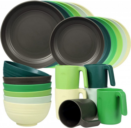 Set de vesela Greentainer, plastic, multicolor, 24 piese - Img 1
