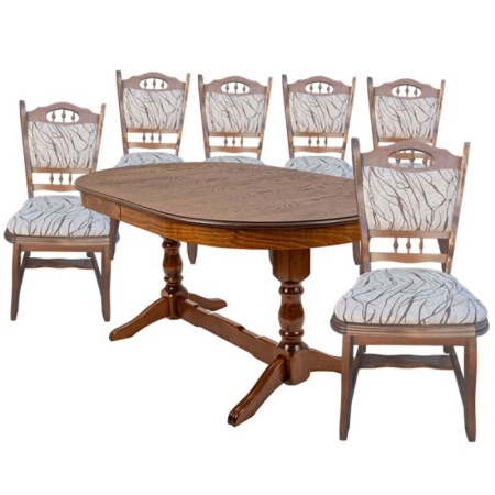 Set masa extensibila EURO 2 cu 6 scaune 230x97x82 cm, Nuc