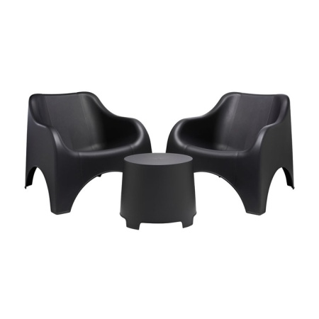 Set mobilier terasa/gradina, Progarden, Cloud, polipropilena, antracit, 2 scaune 79.5x81x76 cm, masa 46x40x38 cm, Resigilat, Grad A