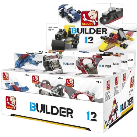 Sluban – Set Constructor vehicule terestre și aeriene –8 Mini vehicule (4 modele) – Multicolor