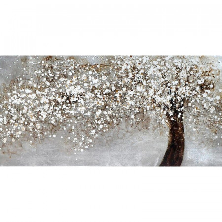 Tablou Albero, lemn/panza, argintiu/maro/alb, 40 x 80 x 3,8 cm - Img 1