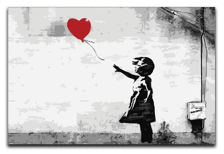 Tablou canvas Girl with heart baloon 142 x 100 cm - Img 1