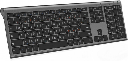 Tastatura wireless MagoFeliz, 3 canale bluetooth, gri inchis, 42,8 x 12,5 cm