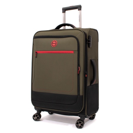 Troler Ella Icon Shadow cu 4 roti duble, Textil, 80x47x29 cm, Kaki