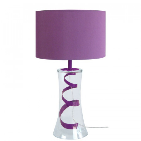 Veioza Hamlin, sticla/tesatura, violet, 30 x 25 x 25 cm - Img 1