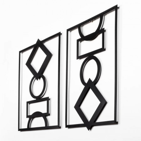 Accesoriu decorativ de perete Mirror, metal, negru, 72 x 40 x 4 cm