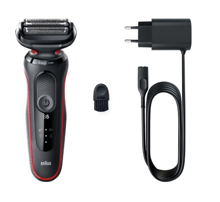 Aparat de ras electric Braun Series 5 51-R1000s Wet&Dry, AutoSense, Easy Clean, Easy Click, 3 elemente de taiere, Rosu/Negru, Resigilat, Grad B