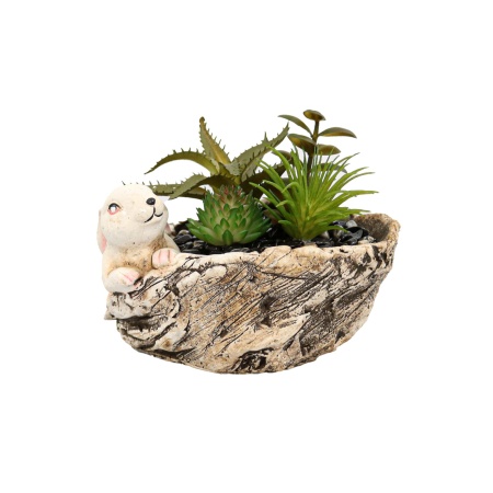 Aranjament Aloe Bunny, Verde, Plastic, 12Cm - Img 1