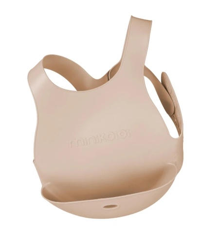 Baveta Flexi Bib Minikoioi, 100% Premium Silicone â€“ Bubble Beige