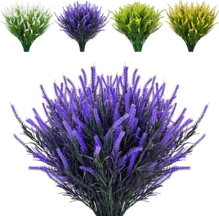 Buchet de lavanda Jewlri, plastic, verde/violet, 10 fire, 40 cm